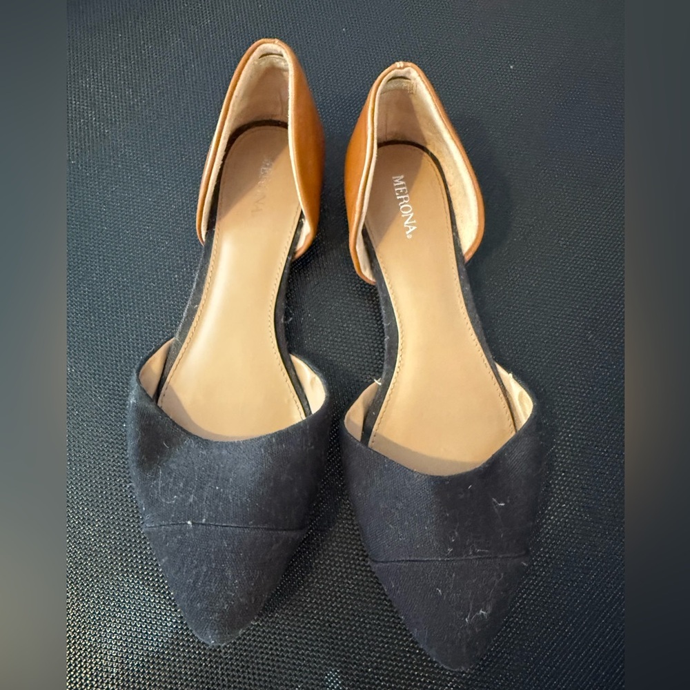 🥿 Merona Pointed Toe Flats Brown/Black - Size 8
